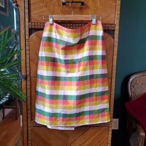 Y2k Talbots Iridescent Silk Gingham Rainbow